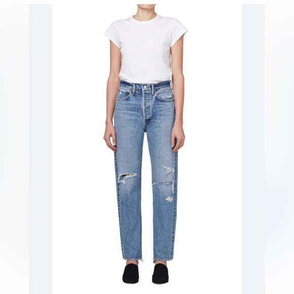 AGOLDE ICONIC 5POCKET HI WAISTED BOYFRIEND FITTING VINTAGE DENIM W/DISTRESSING - Picture 1 of 11